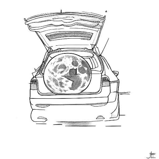 A Car With A Full Moon In The Trunk