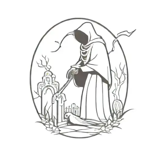Grim Reaper In Cemetery