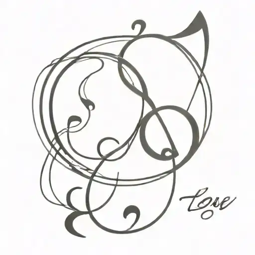 Love And Music Note Intertwined