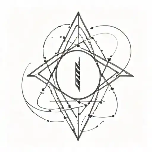 Striped And Dotted Lines With Triskel Symbol In The Middle