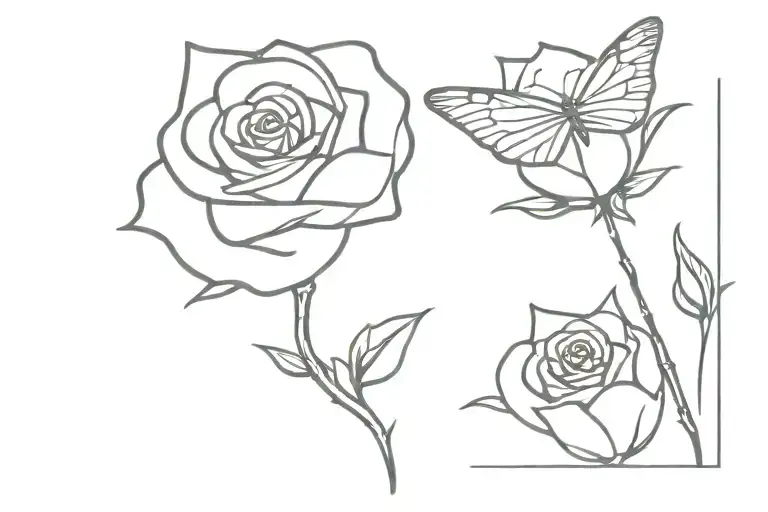 Trident Rose And Butterfly