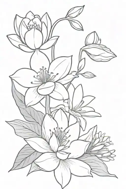Very Simple Water Lily And Primrose And Morning Glory And Lily Of The Valley Flowers In Bouquet