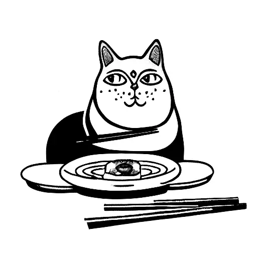 Cat Eating Sushi