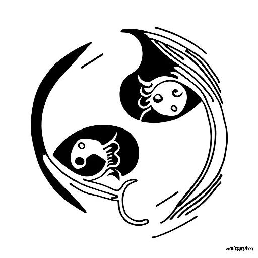 Cat And Fish In Ying Yang