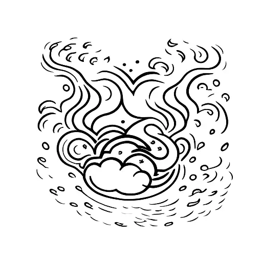 A Minimalist Tattoo Of A Cloud Engulfed In Flames