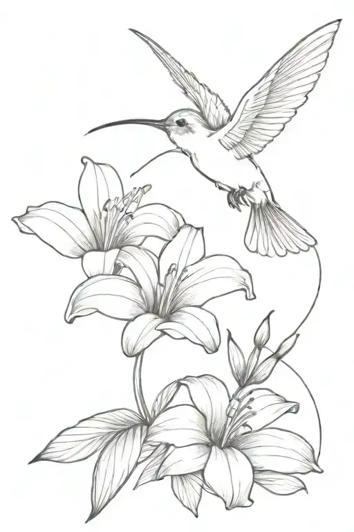 Lillie Flower With Humming Bird