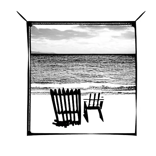 Beach With Sun And A Chair Through A Window