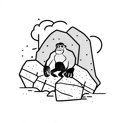 A Gorilla Climbing A Rock