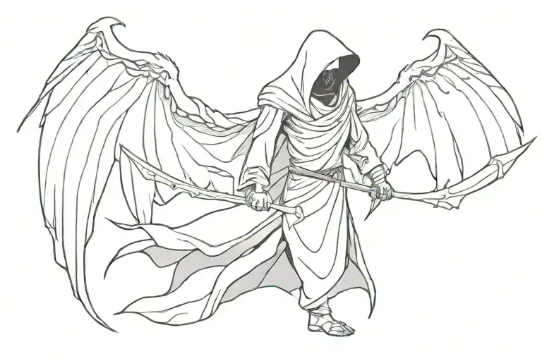Paingrim Reaper Without Scythe With Folded Wings