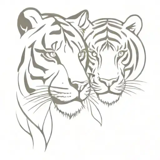 Tiger And Lion Faces
