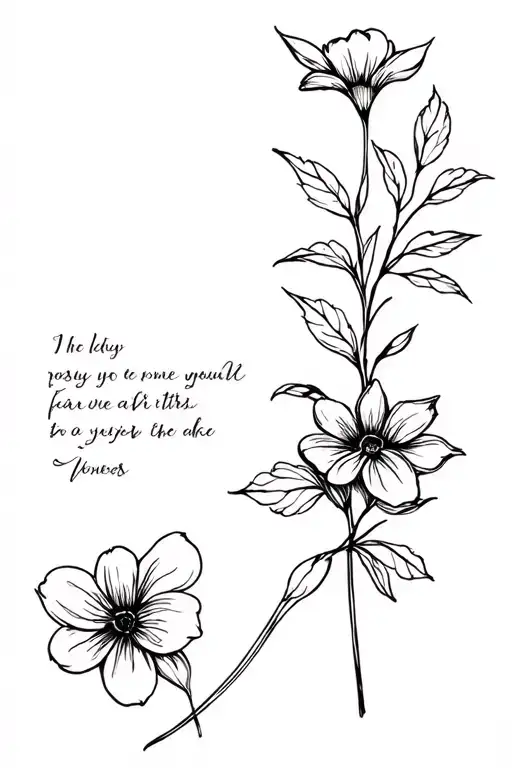 Thin Line Black Flower Bouquet With Bible Verse Written