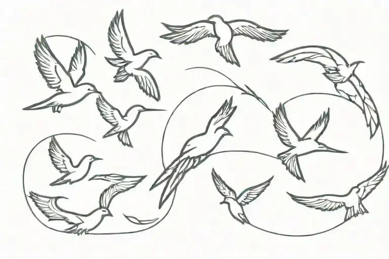 5 Abstract Flying Birds