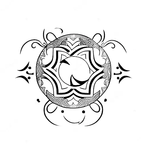 Design A Tattoo Of Number 7 With A Waning Crescent Moon Behing The Number 7