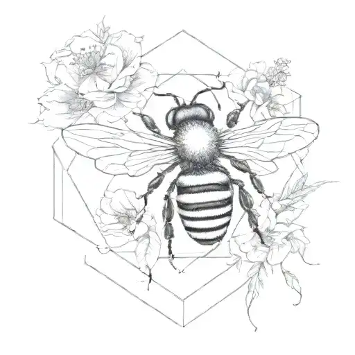 Bee Hexagon Floral Needle And Thread