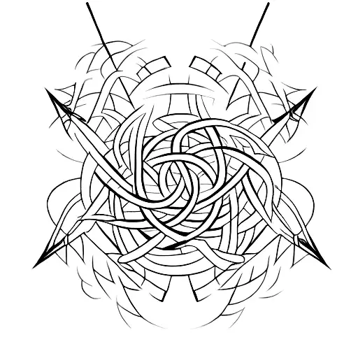 A Minimalist Tattoo Of A Witchcraft Symbol Incorporated Into A Theater Stage