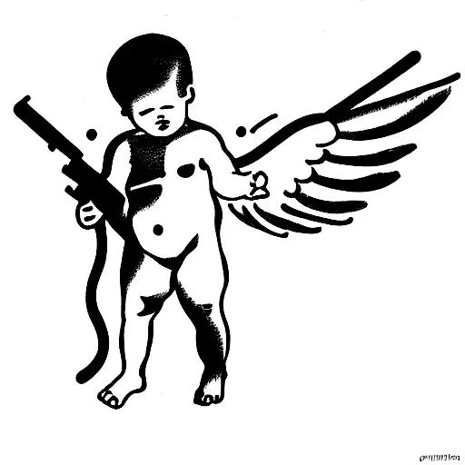 Baby Angel Holding Gun