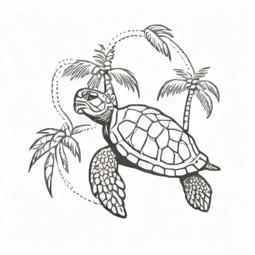 Palm Tree Sea Turtle