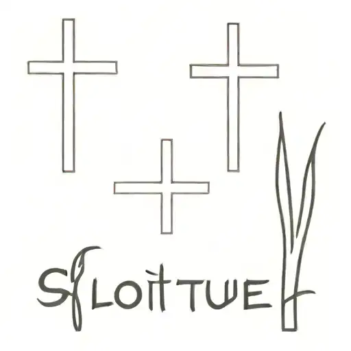 The Word Solitude In A Upside Down Cross