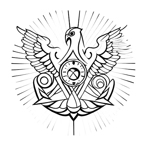Hourglass With Eagle Wings Encompassed In A Circle