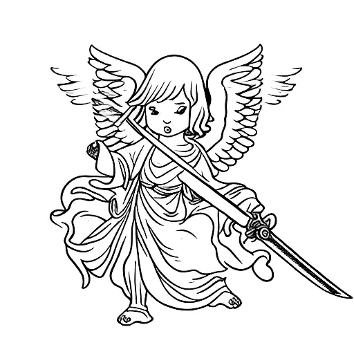 Angelic Figure Holding A Sword In One Arm