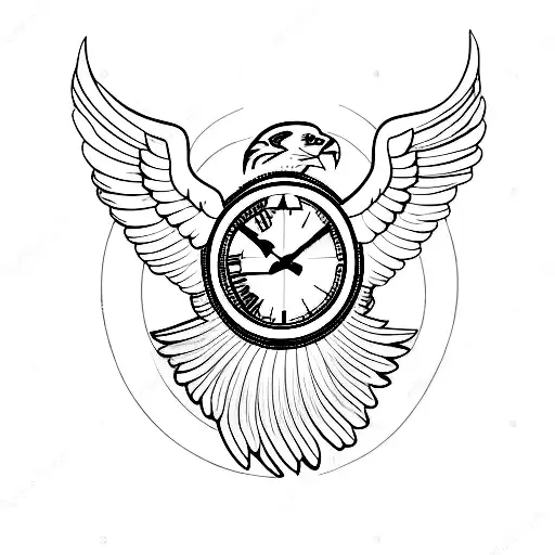 Hourglass With Eagle Wings Encompassed In A Circle