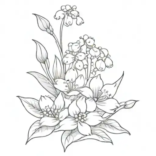 A Bouquet Of Lily Of The Valley Waterlily Marigold Chrysanthemum