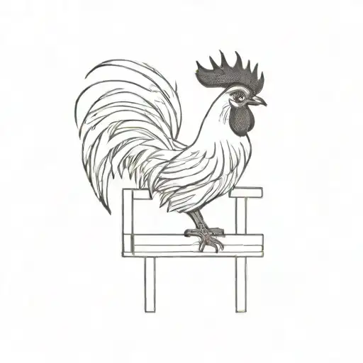 Rooster On Top Of A Stack Of Wooden Pallets
