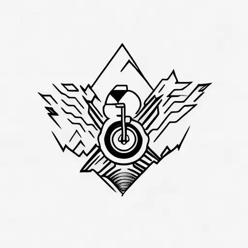 A Minimalistic Tattoo Of A Motorcycle Speeding Through A Mountain Pass