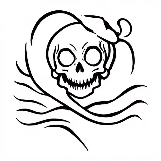 A Tramp Stamp Tattoo Design Featuring Monster High Draculaura's Skull And Several Wavy Lines