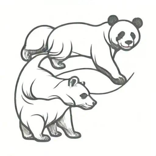 Yin Yang Panda And Grizzly Bear Cubs