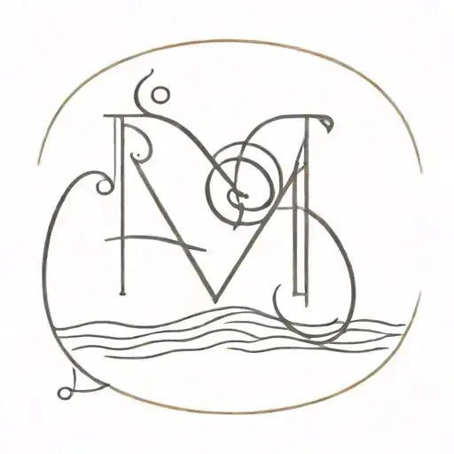 Alphabet M With Sun Sea