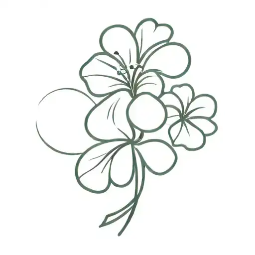 Fijian Hibiscus Flower Intertwined With A Four Leaf Clover