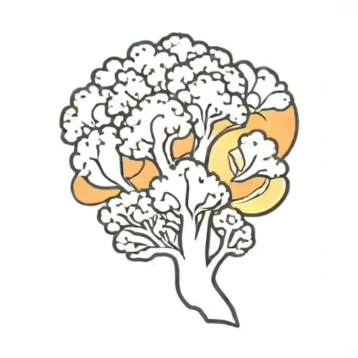 Broccoli And Orange Mini Tattoo Minimalist