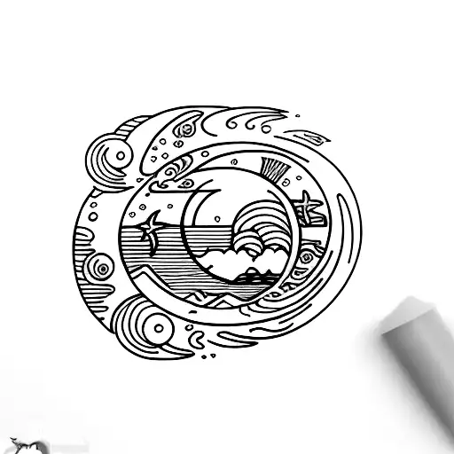 Moon And Sea Vertical