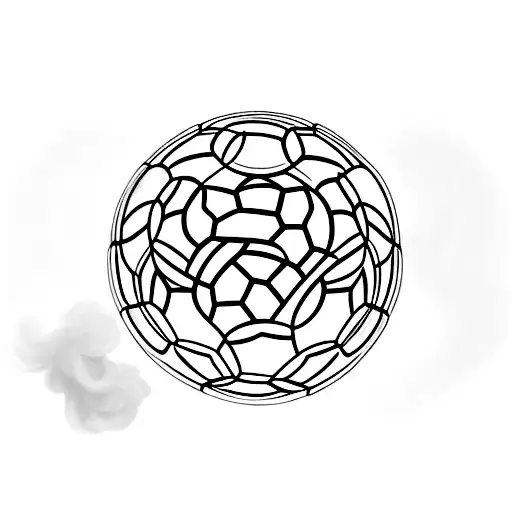 A Minimalist Tattoo Of A Soccer Ball With Smoke Rising From It