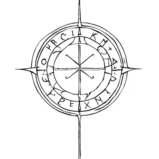 Enki God Symbol In Alchemy Transmutation Circle Scared Text Vertical From Pole To Pole