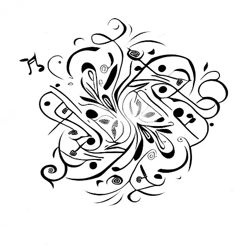 Floral Patterns And Musical Notes As Tire Tracks