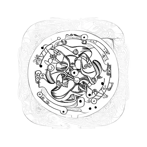 A Racing Car With Floral Patterns And Musical Notes As Tire Tracks