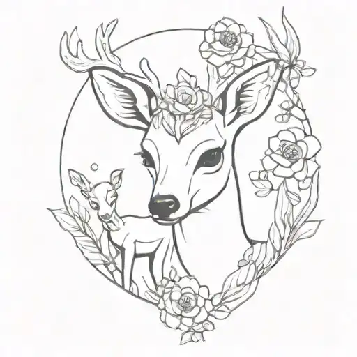 Baby Deer With Flowers