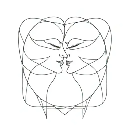 Pair Tattoo Design For Lovers Kissing