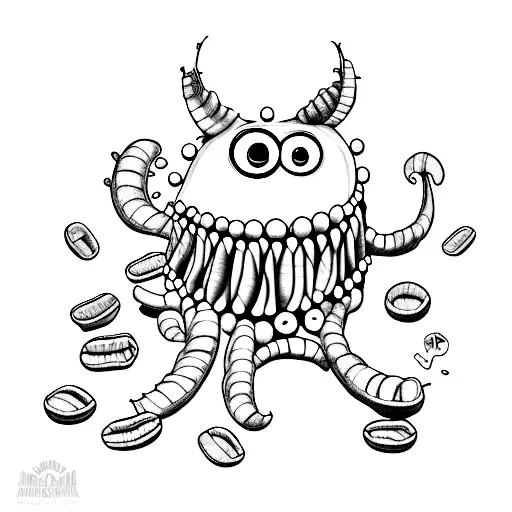 A Whimsical Monster Made Entirely Out Of Coffee Beans