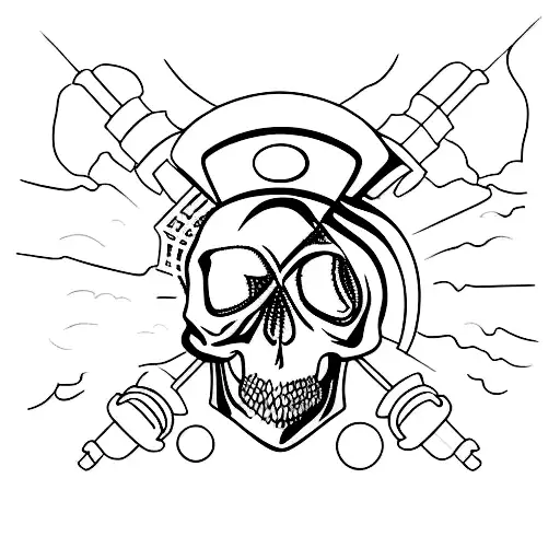 A Minimalist Tattoo Of A Motorcycle With A Skull As The Rider