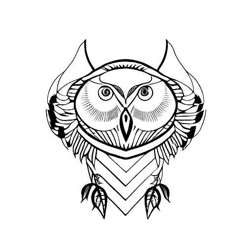 Black Snow Owl With Dark Orange Eyes