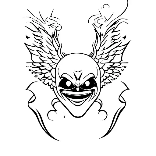 Evil Smiley Emoji With Demonic Wings