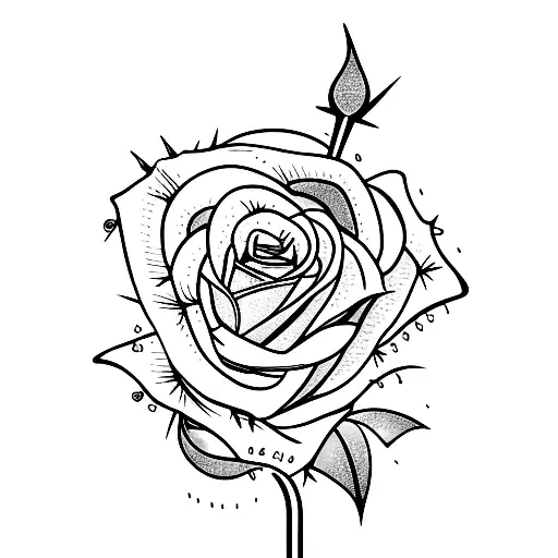 Rose With Stem And Spikes And No Leaves