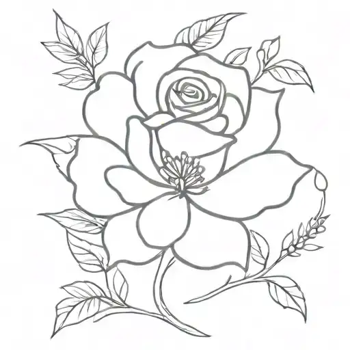 Meadow Rose Name Intertwined With Flowers And A Cardinal