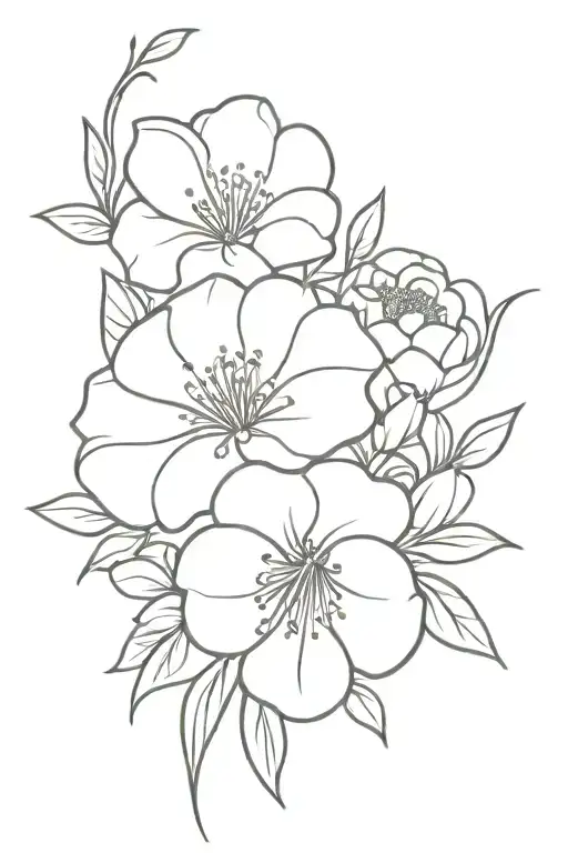 Flower Bouquet Fine Line