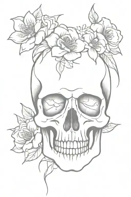 Skull With Flowers Growing