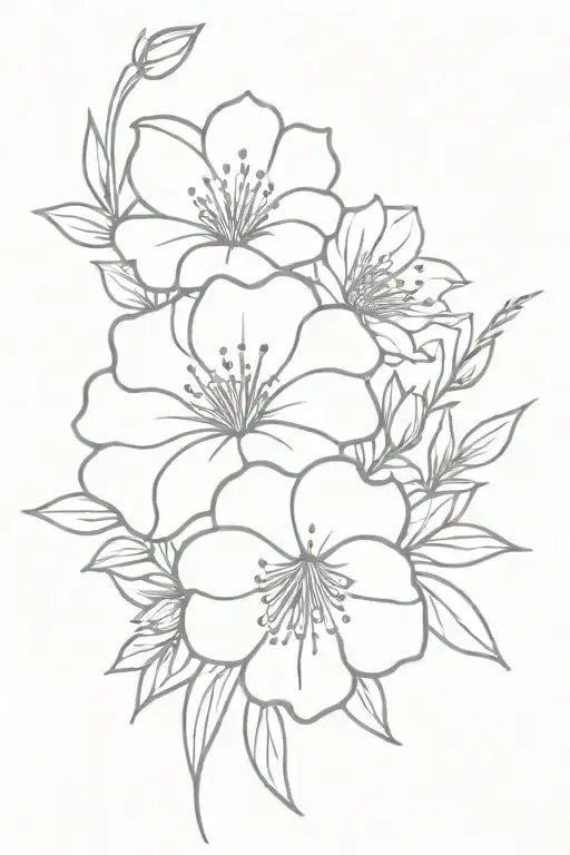 Flower Bouquet Fine Line