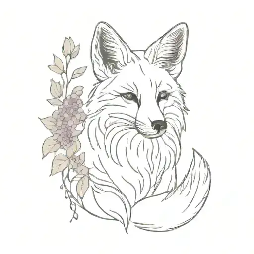 Dainty Fox With Lilacs Blooming